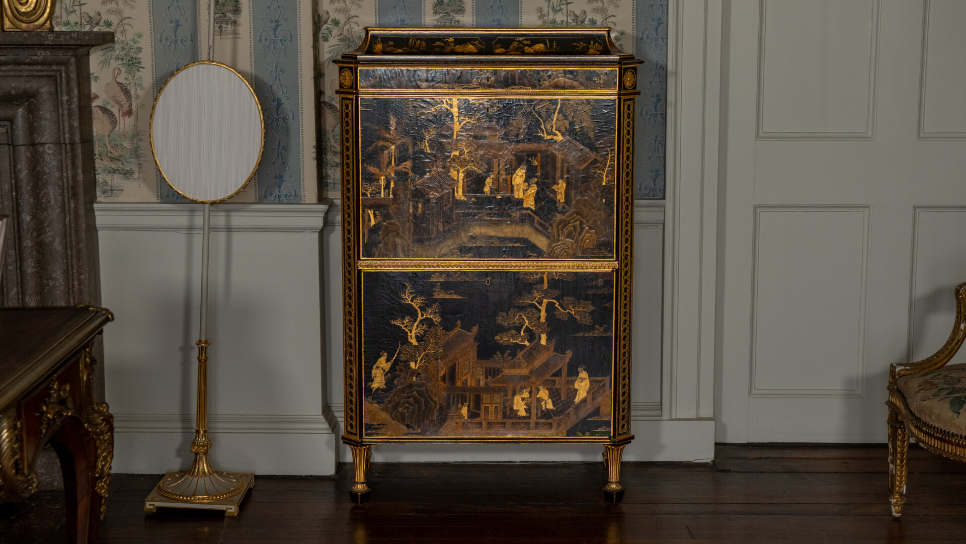 An antique writing cabinet