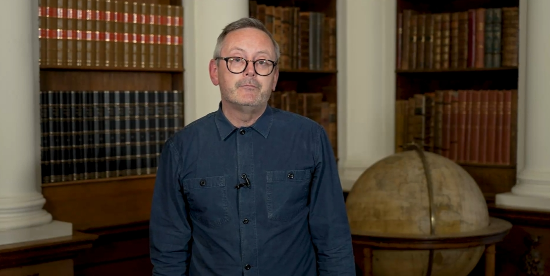 Mark Westgarth in a library at Temple Newsam